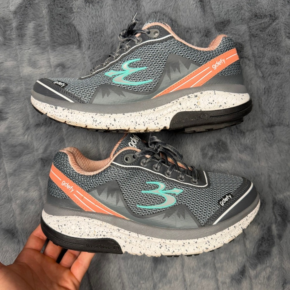 Gravity Defyer G-Defy Ion Womens 8 Grey Peach Walking Shoes TB9024FGP-M